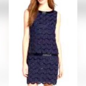 Adrianna Papell Beaded Dress Navy Blue with Black Beads Size 2